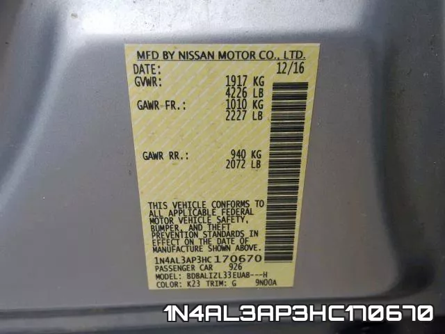 1N4AL3AP3HC170670 фото 2