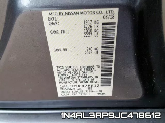 1N4AL3AP9JC478612 фото 2