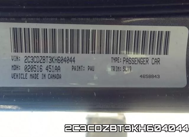 2C3CDZBT3KH604044 фото 10