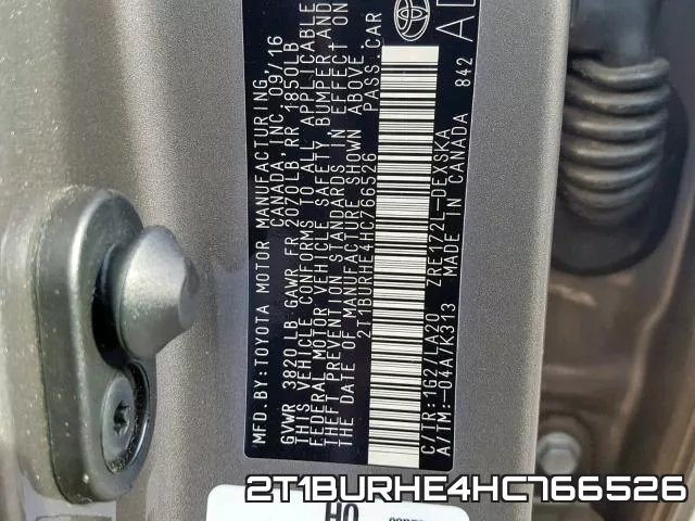 2T1BURHE4HC766526 фото 2