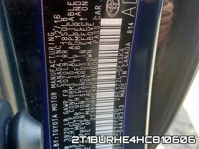 2T1BURHE4HC810606 фото 2