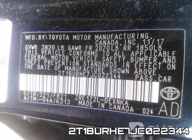 2T1BURHE7JC022344 фото 10