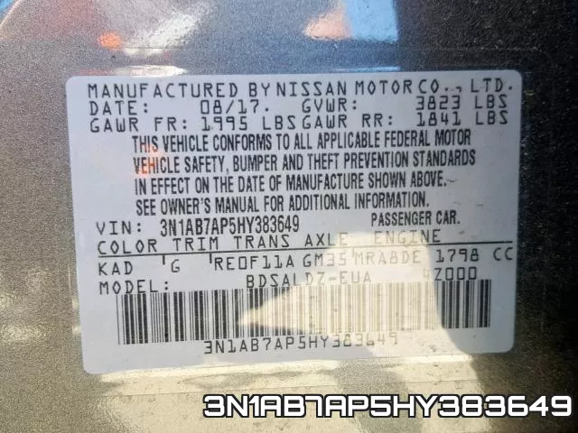 3N1AB7AP5HY383649 фото 2