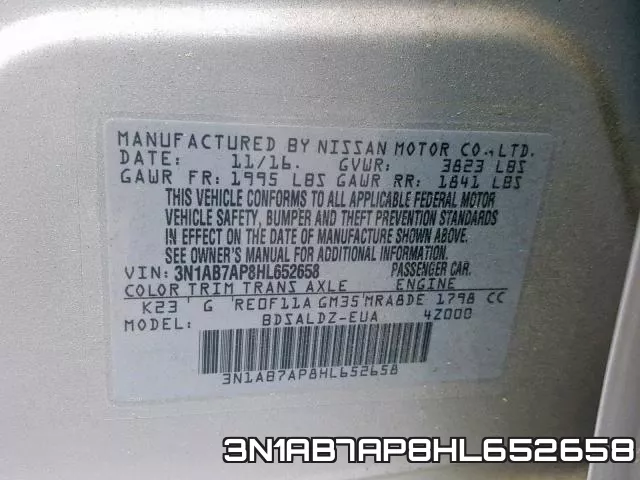 3N1AB7AP8HL652658 фото 2