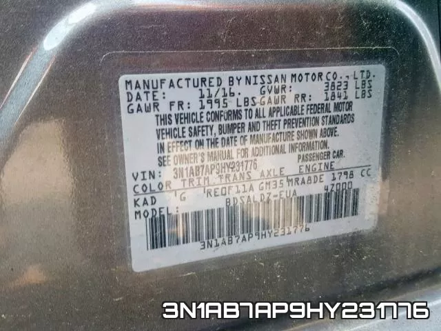 3N1AB7AP9HY231776 фото 2