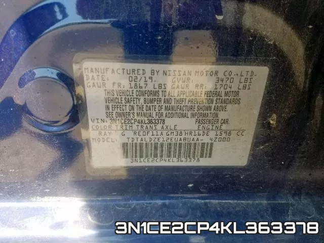 3N1CE2CP4KL363378 фото 2