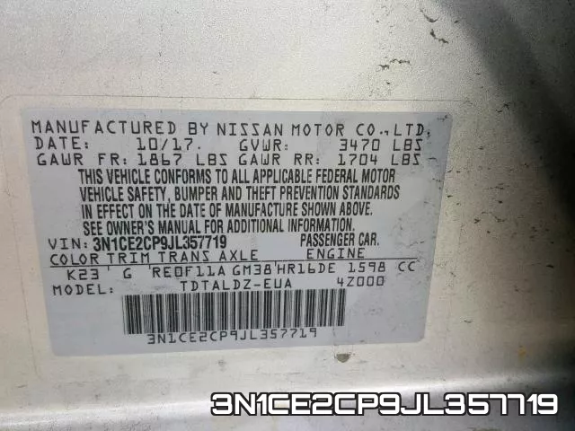 3N1CE2CP9JL357719 фото 2