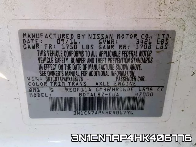 3N1CN7AP4HK406776 фото 2