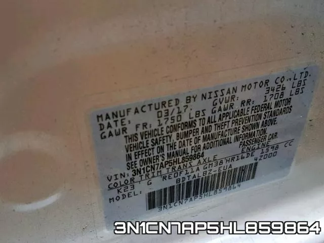 3N1CN7AP5HL859864 фото 2