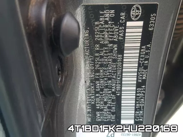 4T1BD1FK2HU220168 фото 2
