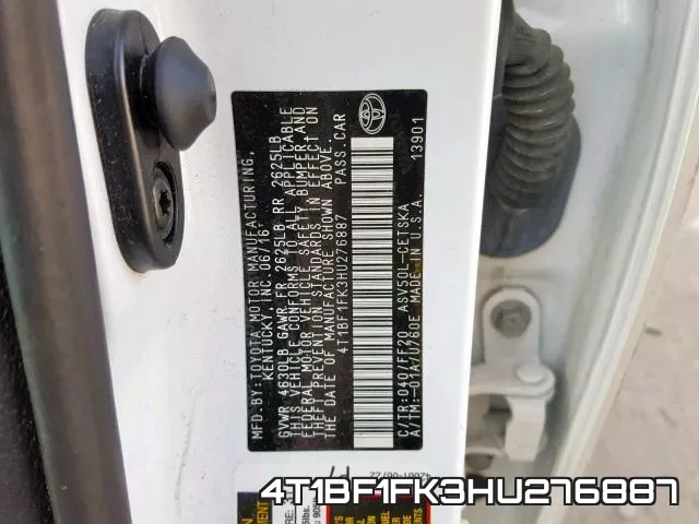 4T1BF1FK3HU276887 фото 2