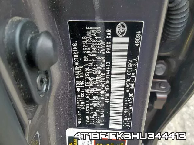 4T1BF1FK3HU344413 фото 2