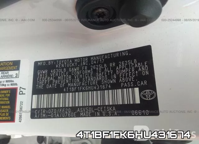 4T1BF1FK6HU431674 фото 10