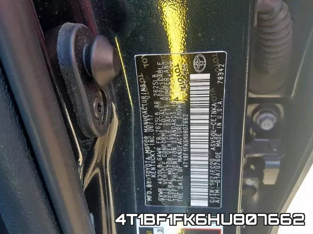 4T1BF1FK6HU807662 фото 2