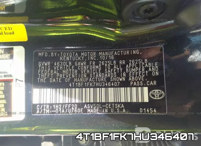 4T1BF1FK7HU346407 фото 10