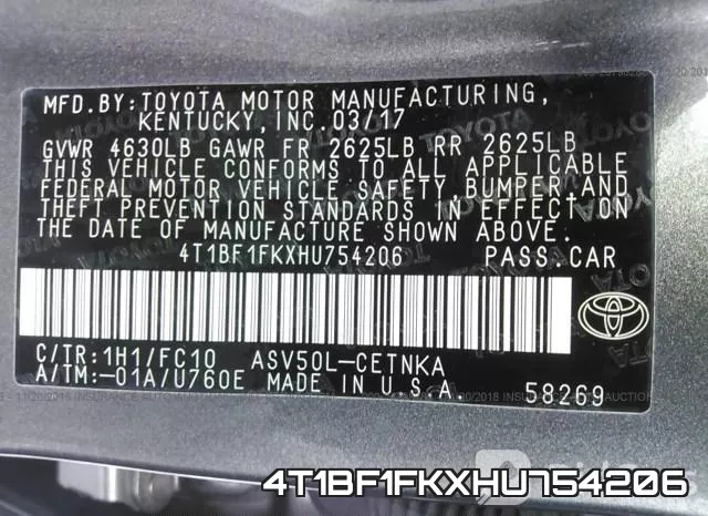 4T1BF1FKXHU754206 фото 10
