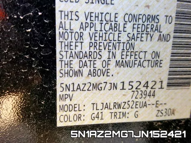 5N1AZ2MG7JN152421 фото 2