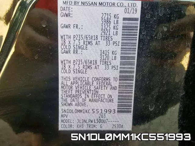 5N1DL0MM1KC551993 фото 2