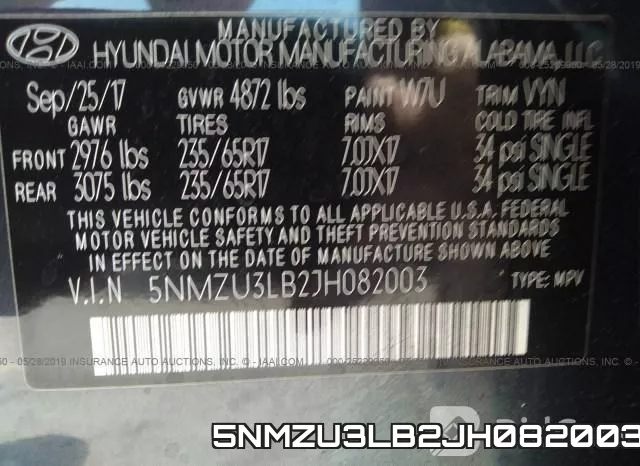 5NMZU3LB2JH082003 фото 10