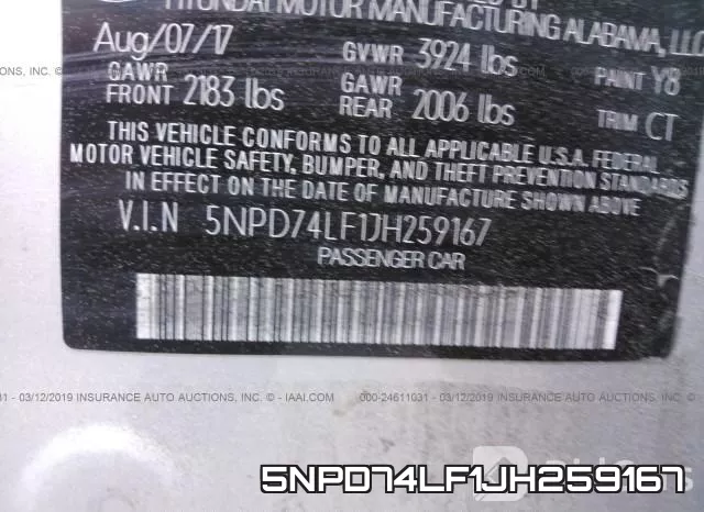 5NPD74LF1JH259167 фото 10