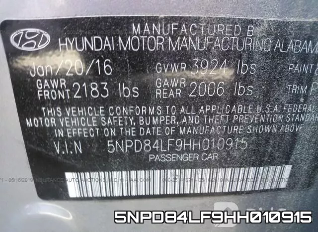 5NPD84LF9HH010915 фото 10