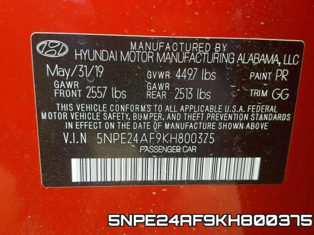 5NPE24AF9KH800375 фото 2