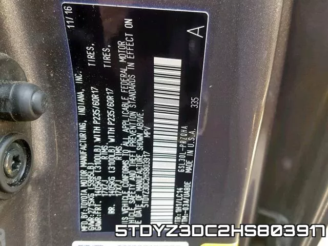 5TDYZ3DC2HS803917 фото 2