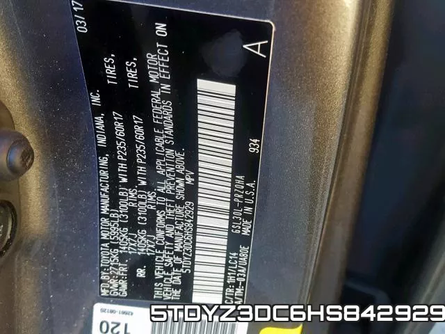 5TDYZ3DC6HS842929 фото 2