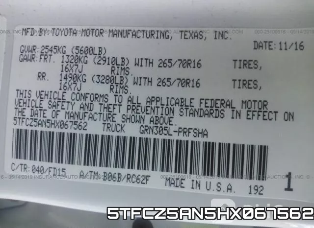 5TFCZ5AN5HX067562 фото 9