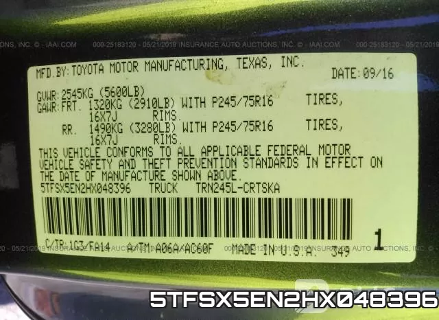 5TFSX5EN2HX048396 фото 10