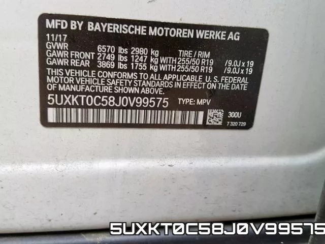 5UXKT0C58J0V99575 фото 2