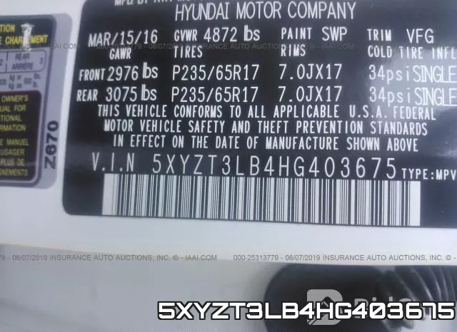 5XYZT3LB4HG403675 фото 8