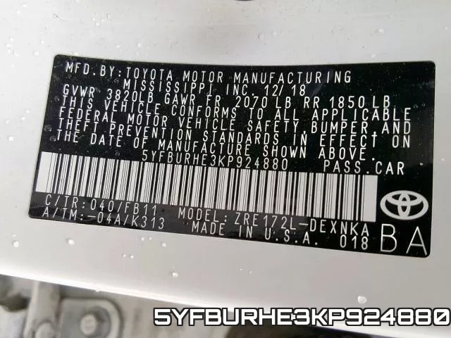 5YFBURHE3KP924880 фото 2