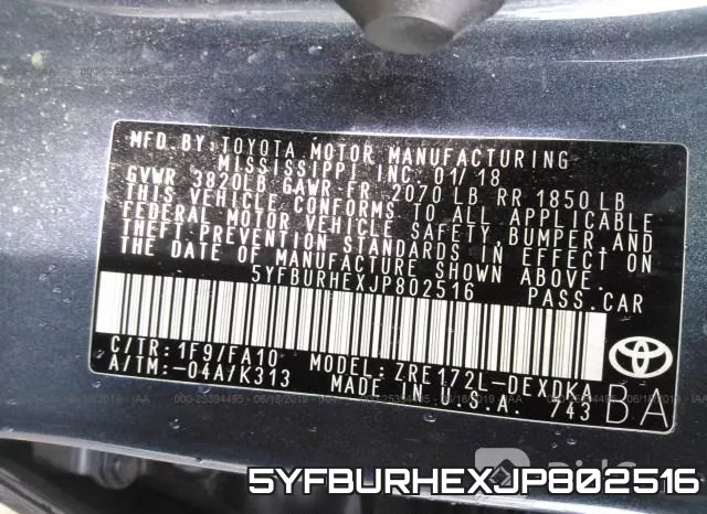 5YFBURHEXJP802516 фото 10