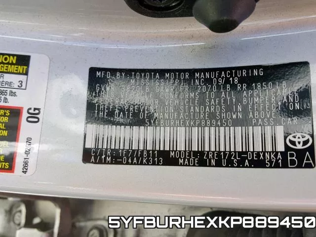 5YFBURHEXKP889450 фото 2