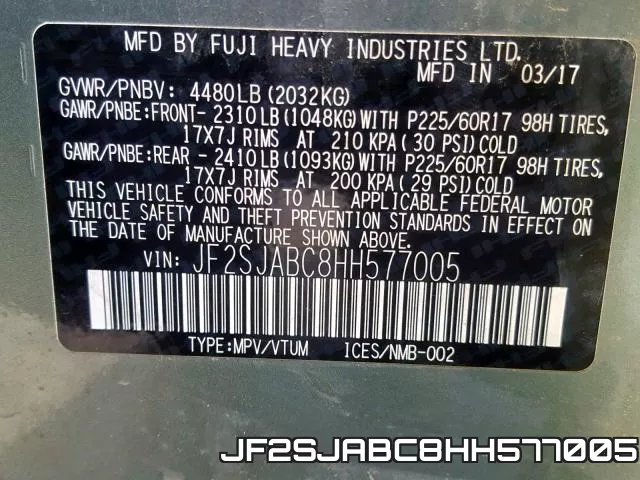 JF2SJABC8HH577005 фото 2