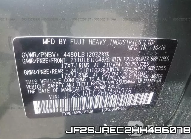 JF2SJAEC2HH486078 фото 10