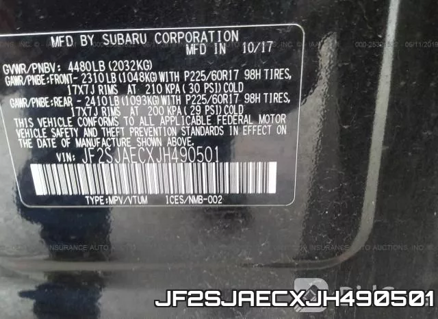 JF2SJAECXJH490501 фото 10