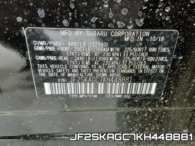 JF2SKAGC7KH448881 фото 2