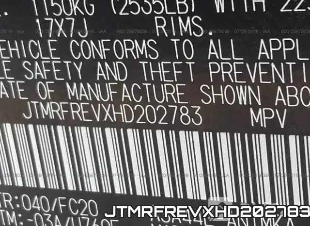 JTMRFREVXHD202783 фото 10
