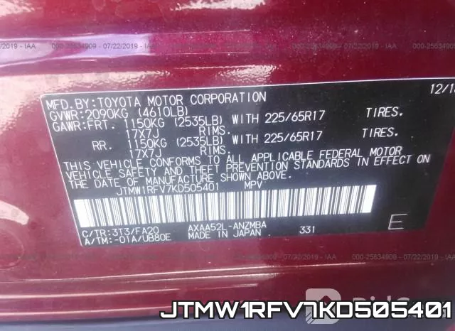 JTMW1RFV7KD505401 фото 10
