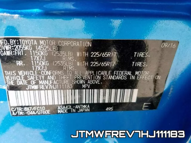 JTMWFREV7HJ111183 фото 2