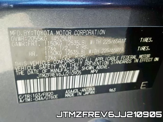 JTMZFREV6JJ210905 фото 2