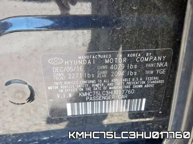 KMHC75LC3HU017760 фото 2