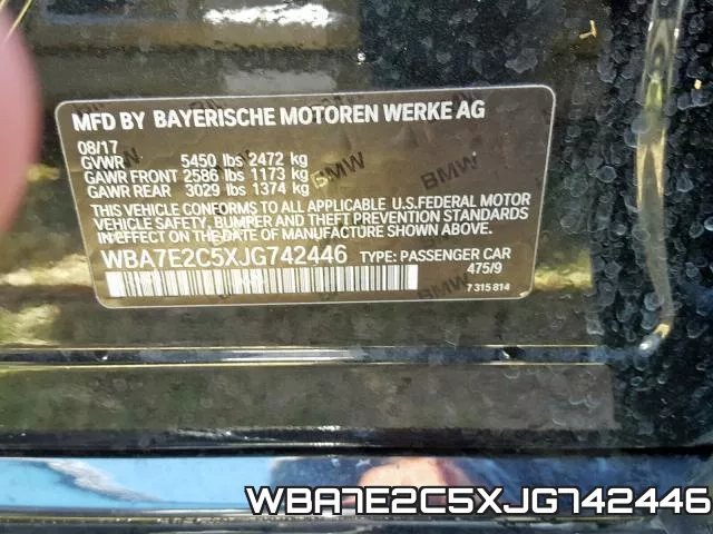 WBA7E2C5XJG742446 фото 2