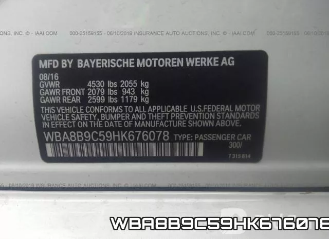 WBA8B9C59HK676078 фото 10