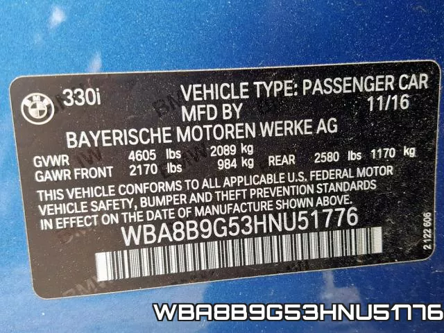 WBA8B9G53HNU51776 фото 2