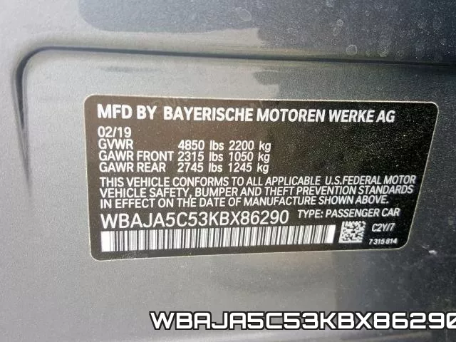 WBAJA5C53KBX86290 фото 2