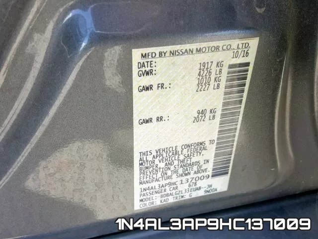 1N4AL3AP9HC137009 фото 2