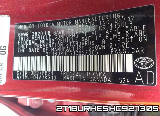 2T1BURHE5HC927305 фото 10